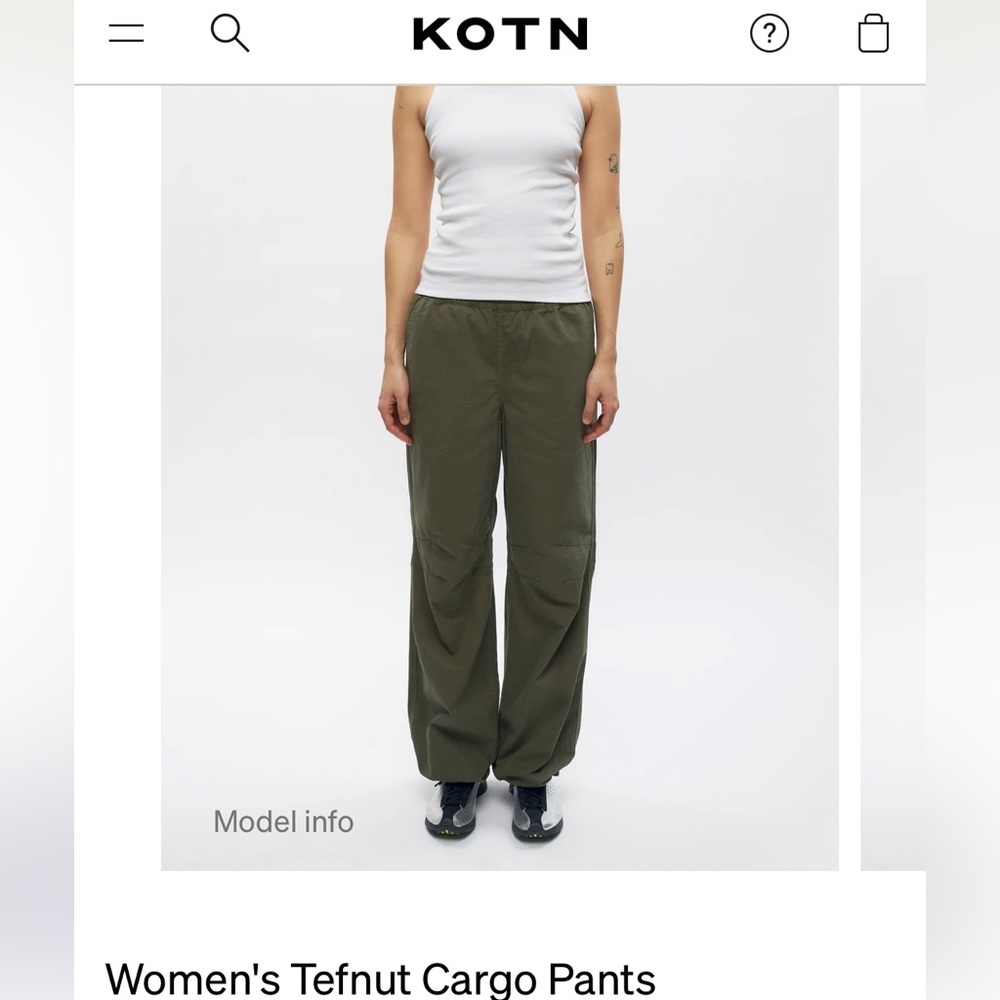 KOTN Olive Green Parachute Cargo Pants
